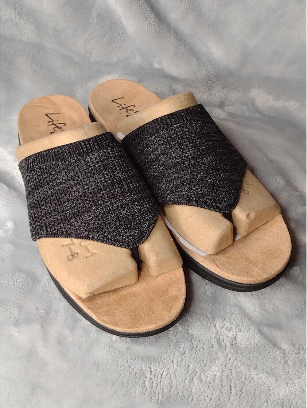 NWOT LifeStride Women's Black/Tan/Velocity 2.0 Poolside Sandals Size 7.5W